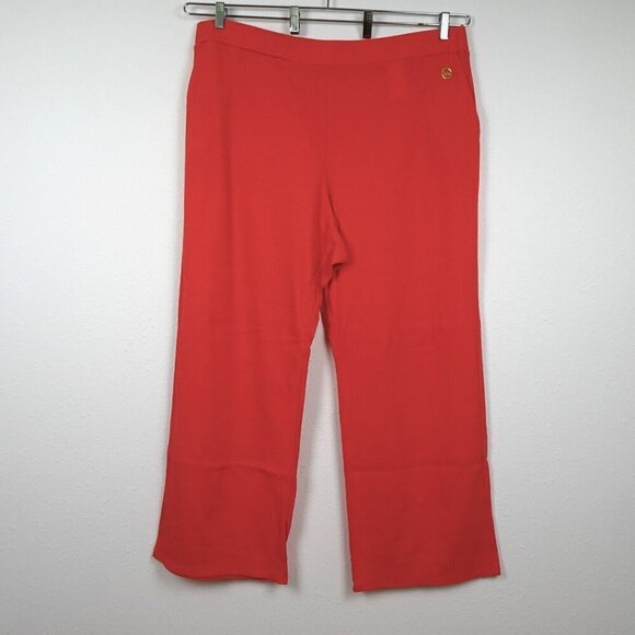 Michael Kors Wide Leg Pants Plus Size 3X Orange Coral Pull On Elastic Waist - Picture 1 of 11